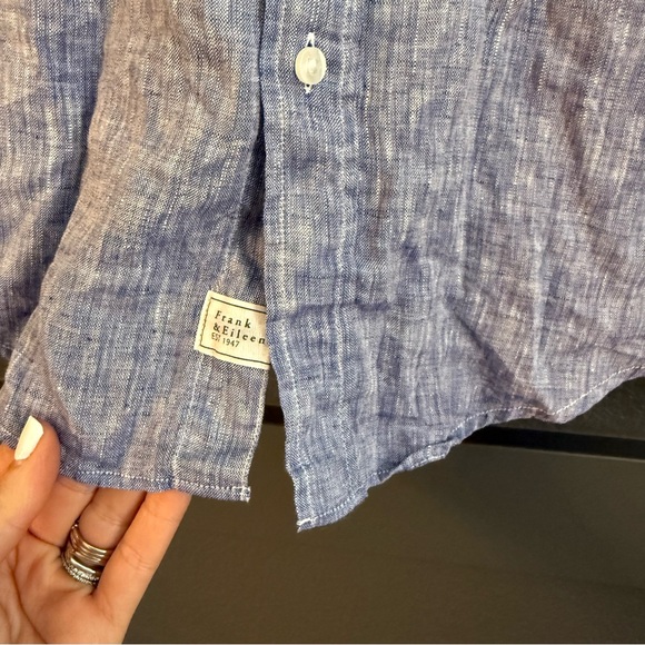 FRANK & EILEEN • Barry linen button down shirt • small blue - Picture 3 of 5